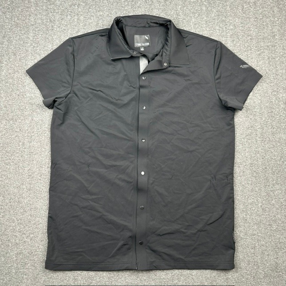 Stone Falcon Mens Short Sleeve Snap Front Button Down Shirt Black Size M